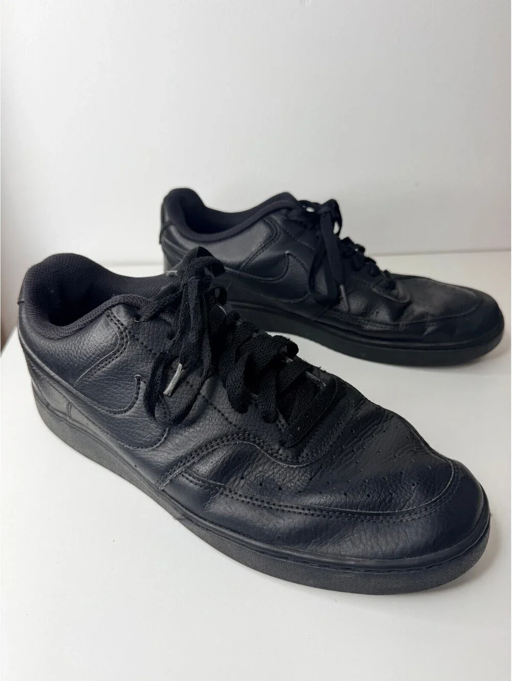Nike Court Vision Low black leather sneakers mens size 10.5